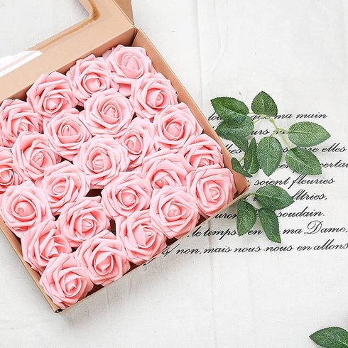 Fake Leaves for Roses Decorations, 80pcs Bulk Green Rose Leaves with Stems for DIY Wedding Bouquets