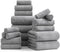 18 Pcs Gray Woven Family Towels Set-6 Bath Sheets,6 Hand Towels,6 Washcloths