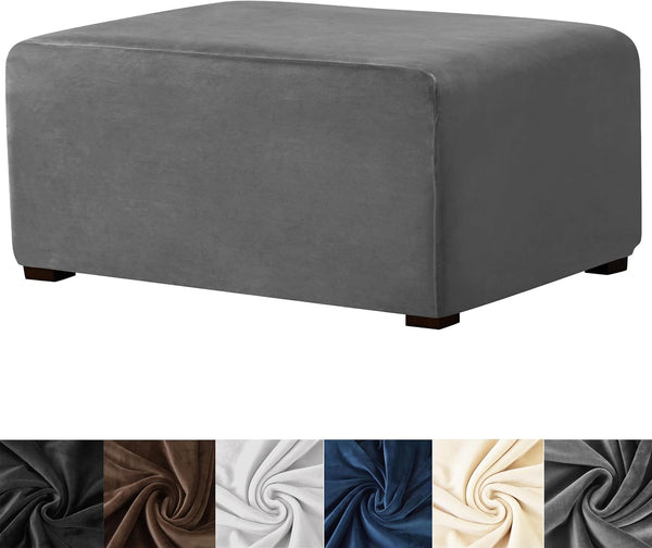 HFCNMY Ottoman Cover Rectangle,Stretch Velvet Slipcovers Rectangle Thick Covers Slipcover for Ottomans Soft