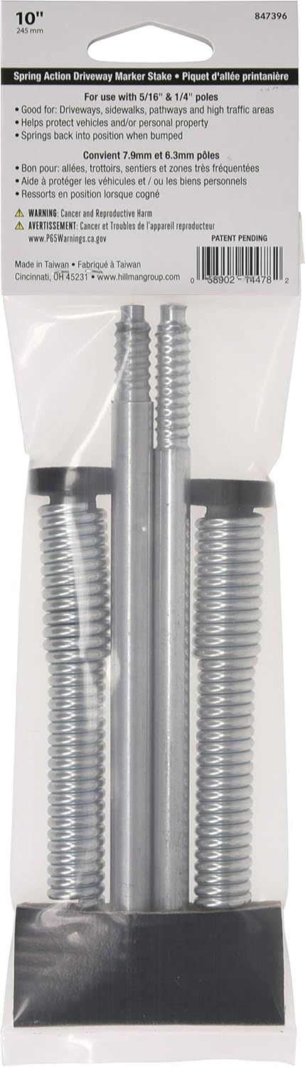847396 Hillman Driveway Marker Stake with Spring Back Action for Snow Poles or Rods and Student Drivers, Reflective
