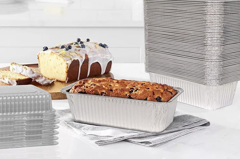 Disposable Loaf Pans with Lids, 50 Pack 2lb Aluminum Foil Bread Pans, Perfect for Baking and Takeout