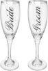 BANBERRY DESIGNS Bride and Groom Champagne Glasses Set of 2 - Elegant Toasting Flutes Silver Wedding Champagne Set (6