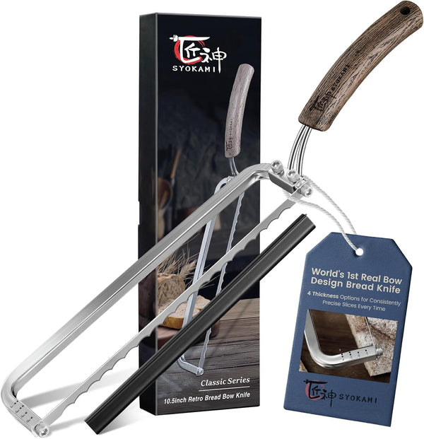 SYOKAMI 2025 Upgrade Bread Knife for Homemade Bread, World's 1st Real Bow-Design
