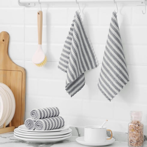 18 Pack No-lint,10 10 inches, Homaxy Kitchen Dish Cloths, Ultra Soft and Absorbent Dish Towels, Reusable Fast Drying