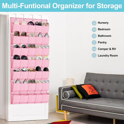 35 Closet, homyfort Pockets Over the Door Shoe Organizer, Hanging Door Shoe Rack for Large Shoe Storage Holder