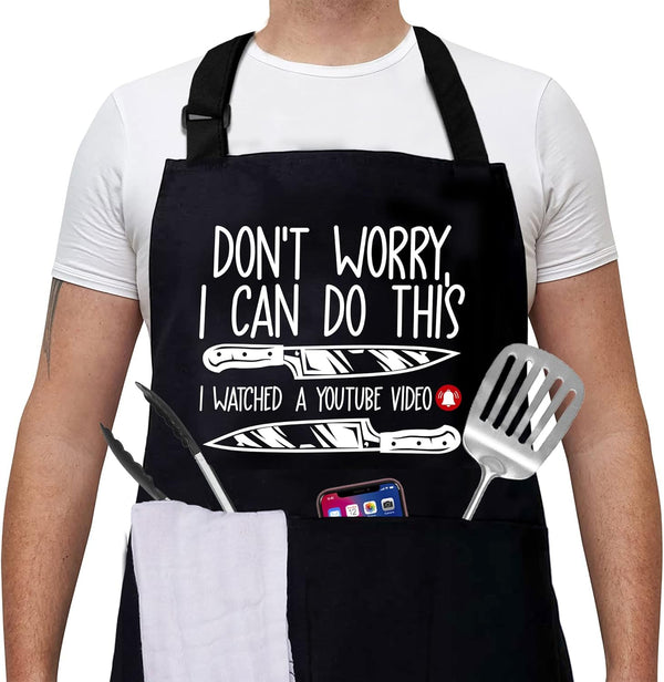 Funny Grill-Apron for Men, Father's Day, Christmas, Birthday Gifts for Dad from Daughter, Son, Wife