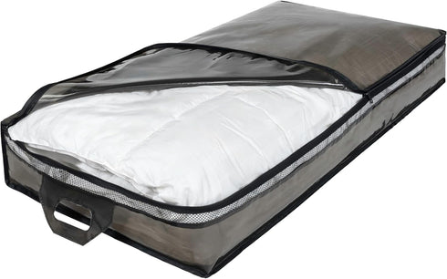 Hefty Underbed Flexible Tote with Breathable Mesh, Double Zip Closure, 39x20x6 inches, 2 Handles for Seasonal Apparel