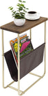 MyGift Living Room Side Table, Dark Brown Burnt Wood End Table and