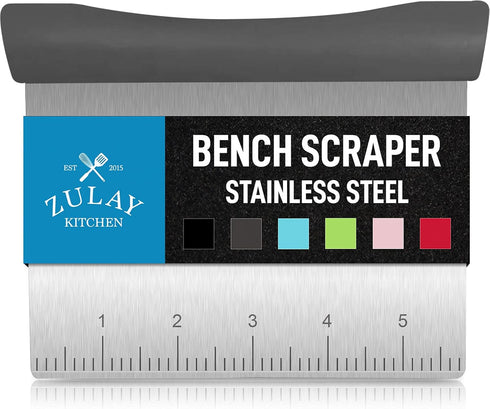 Zulay Premium Stainless Steel Bench Scraper & Chopper, Multi-purpose Dough Cutter with Easy to Read Etched Markings