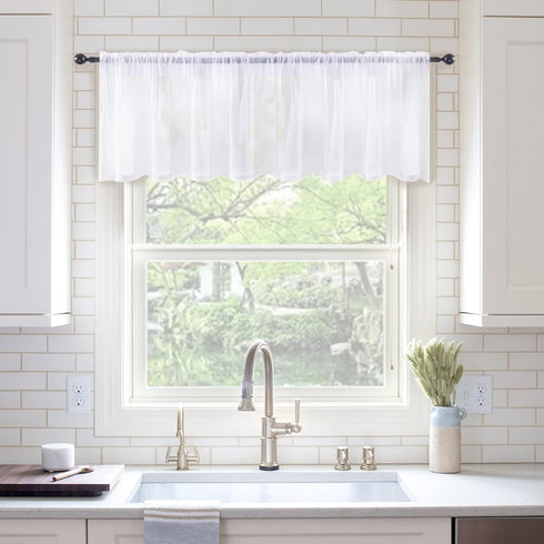 MIULEE Window Valance Half Sheer Curtains, Rod Pocket Voile Drapes, Extra Wide for Small Window, 60 x 18 Inch
