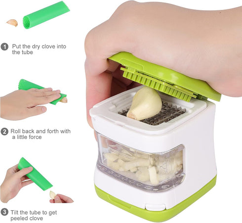 Updated Garlic Press & Peeler Set - Convenient Dicing, Slicing, Chopper, Masher, Crusher, Mincer, and Paste