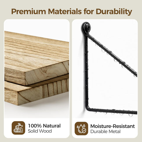 Set 2 Afuly Floating Wall Shelves Rustic Wall Mounted Hanging Shelf Farmhouse Wall Bookshelf for Bathroom Kitchen