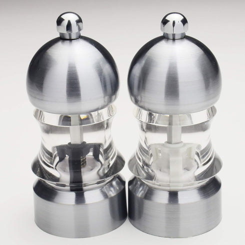 Chef Specialties Clear 3.5" Metro Pepper Mill and Salt Mill Set
