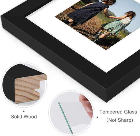 Golden State Art 6x6 Picture Frame, Solid Wood with Tempered Glass, Square Photo Frame Display Wall Decor