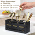 Ayiaren Wooden Cutlery Silverware Holder, Black Utensil Caddy for Kitchen Counter, Tabletop Organizer for Parties