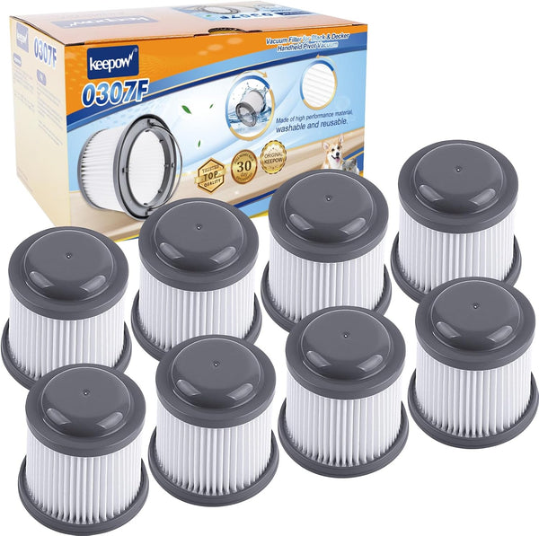 KEEPOW PVF110 Replacement Filters for Black & Decker BDH2000PL Pivot Vacuum, 8 Pack