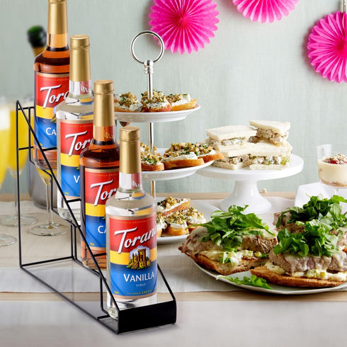 Coffee Syrup Rack for Coffee Bar Accessories, Organizer Holds 4 Bottles, Fits with Torani and Monin Syrup