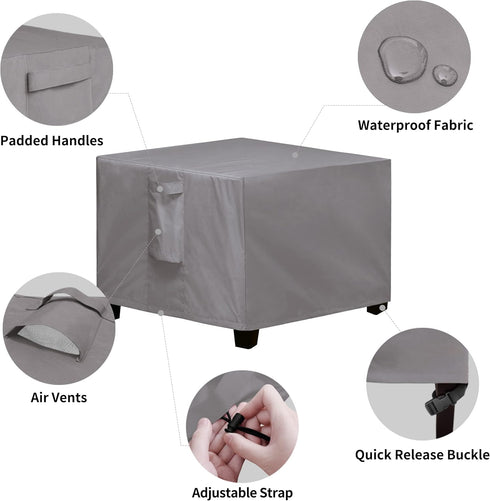 (25"x25"x17", Easy-Going Square Patio Ottoman Cover, Waterproof Outdoor Ottoman Cover, Fade Resistant Patio Side Table