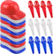 12 Pack Baseball Helmet Ice Cream Bowls, 8 oz Plastic Cap Bowls with Disposable Dessert Spoons for Kids