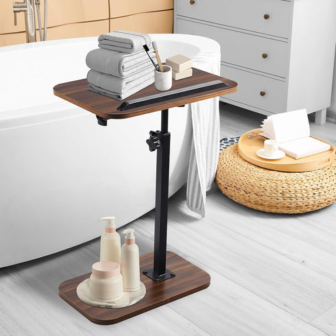 360 180 comfoyar Couch Side Table Adjustable Height, C Shaped End Table for Bed Chair and Small Space, Swivel Flip
