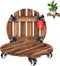 2pack Wood Plant Caddy With Wheels Heavy Duty Red Brown, 264 Lbs