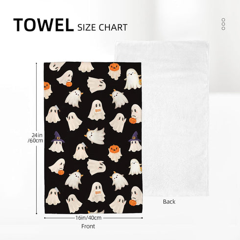 16x24 Inch Set 2 Halloween Kitchen Towels Black Cute Ghost Pumpkin Fall Decor Dish Towels Autumn Harvest Thanksgiving