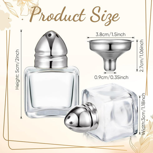 Uiifan 24 Pcs 0.5 oz Cube Shape Small Salt and Pepper Shakers with Tone Tops Clear Mini Glass Seasoning Jars Spice Salt Shakers with Funnel for Wedding Party Restaurant Home Kitchen (Silver) by Uiifan
