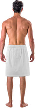 Turkish Cotton Terry Velour Adjustable Body Wrap Towel for Men, White, One Size