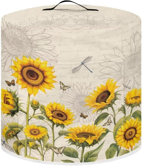 Air Fryer Cover - Pressure Cooker Dust Cover for 6 Qt Instant Pot, with Top Handle and Accessories Pockets, Sunflower