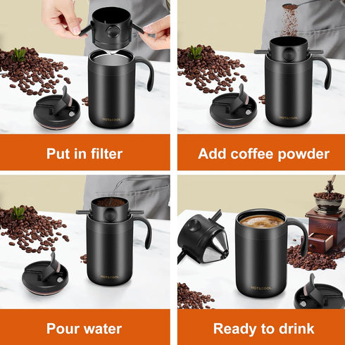 16oz Camping Coffee Maker Pour Over Set, Portable Coffee Kit for Travel, Camping, Offices, Backpacking