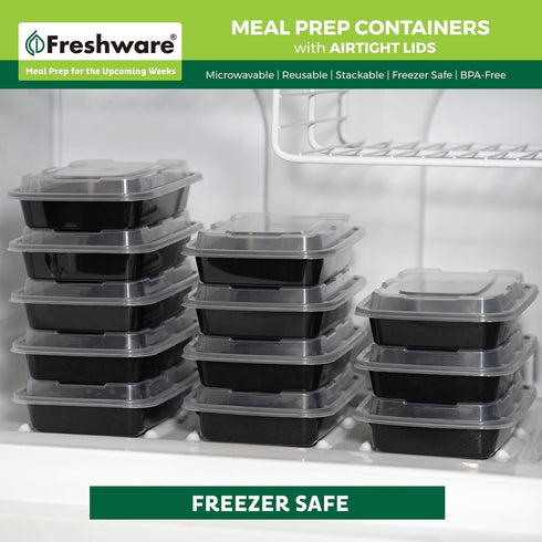 Freshware Meal Prep Containers, 50 Pack 1 Compartment with Lids, BPA Free Food Storage Bento Box