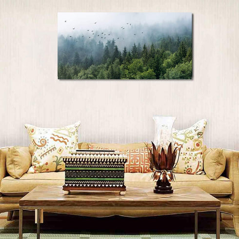 20" 40" Green Forest Wall Art Tropical Forest Mountain Bird Contemporary Canvas Pictures Modern Artwork Framed