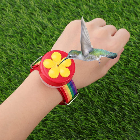 Zopeal 2 Pieces Hummingbird Wrist Feeder, Outdoor Hand Feeder with Adjustable Strap, Mini Hand Feeding Tools