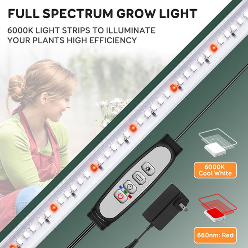 16'' 6 6/12/18H, 5 Dimmable Growing(Pack 1) SDOVUERC Bars Grow Light Strips for Indoor Plants with Auto ON/Off Timer