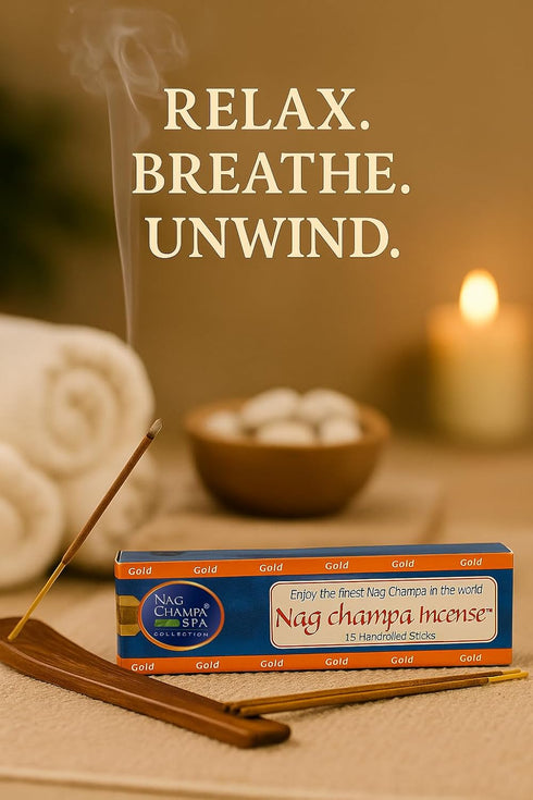 Nag Champa Gold Incense, 15 Sticks - 12 Boxes (180 Total)
