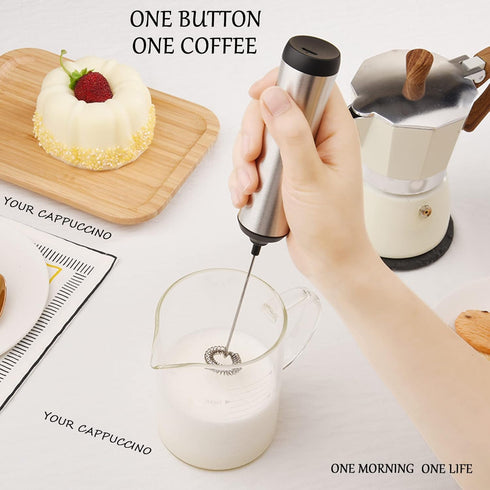 Handheld Coffee Frother, USB-Rechargeable Milk Frother, Adjustable for Cappuccinos, Hot Chocolate, Egg Mix