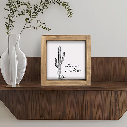 flangairy Western Wall Decor, Cactus Wall Art, Wood Southwest Desert Sign, Southwestern Living Room Aztec Home
