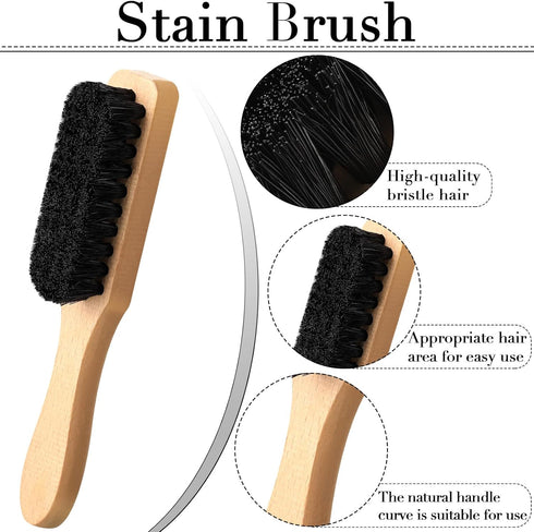 3 Pcs Soft Bristle Laundry Stain Brush, Velvet Furniture Brush with Wooden Handle for Cleaning Carpet, Clothes