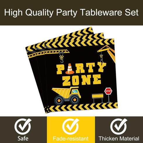 96pcs 24 Construction Birthday Party Supplies Construction Theme Paper Plates and Napkins Construction Truck