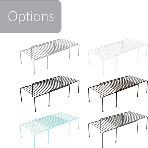 Smart Design Kitchen Storage Expandable Shelf Rack with Scratch Resistant Feet - Steel, for Cabinet & Pantry