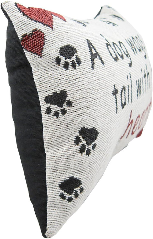 A Dog Wags Its Tail With Its Heart Throw Pillow - USA Made, 12-1/2 by 8-1/2-Inch