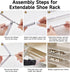 Closet, Organization(White,2PCS) Expandable Hanging Shoe Rack Organizer for Adjustable Shoe Rack Under Cabinet Shelf