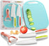Baketivity Kid Safe Plastic Knives for Real Cooking - Knife Set with Cutting Board, Peeler, Blunt Tip