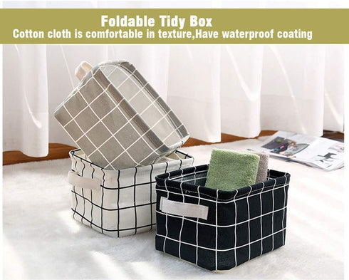 AARAINBOW 3 Packs Storage Basket Bins - Canvas Mini Storage Cubes for Makeup, Toys, Books (3 Gray)