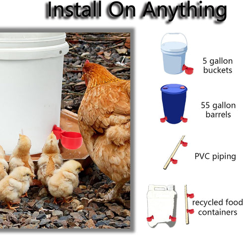 Pack 16 Set of Automatic Chicken Drinkers with Drill,Chicken Water Dispenser,Water Drinker,Poultry Drinker