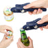 Home Kitchen Safety Bottle Jar Wine Manual Can Opener, 4-in-1 Gadget with Corkscrew, Blue