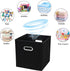 Black Fabric Storage Bins Cube, 11x11x11 Fabric Cubby Organizer Baskets with Handle, Foldable Basket for Closet, Set of