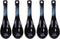 Japanese Ceramic Soup Spoon Set of 5, Blue and Black Table Spoons for Meals, Soups, Ice Creams, Microwave Safe