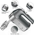Electric Hand Mixer 450W with Scale Cup Storage Case, Turbo Boost, 5 Speed, Eject Button & 5 Stainless Steel Accessories