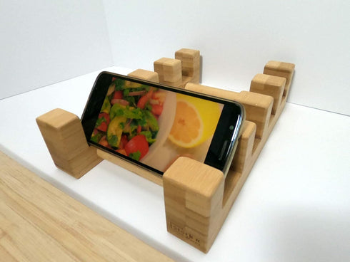 Bamboo Cutting Board Holder - Pot Lid Holder, Cook Book Stand, Stylish Low Profile, 10.38" Lx7 Wx2.5 H